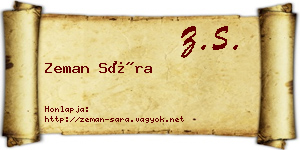 Zeman Sára névjegykártya